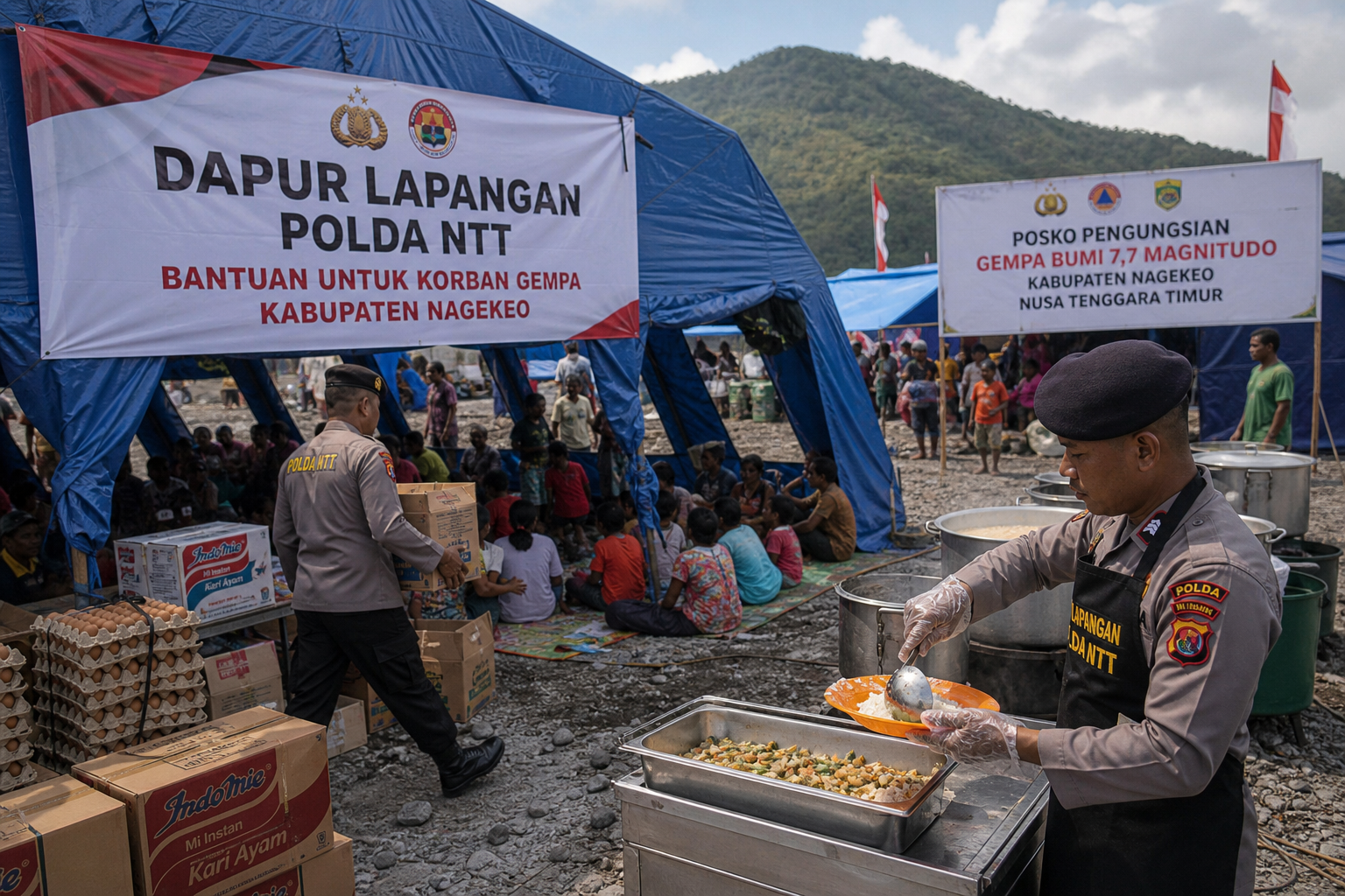 Foto jurnalistik untuk berita 34.256 Jiwa di Nagekeo Masih Mengungsi Pascagempa 7,7 Magnitudo NTT