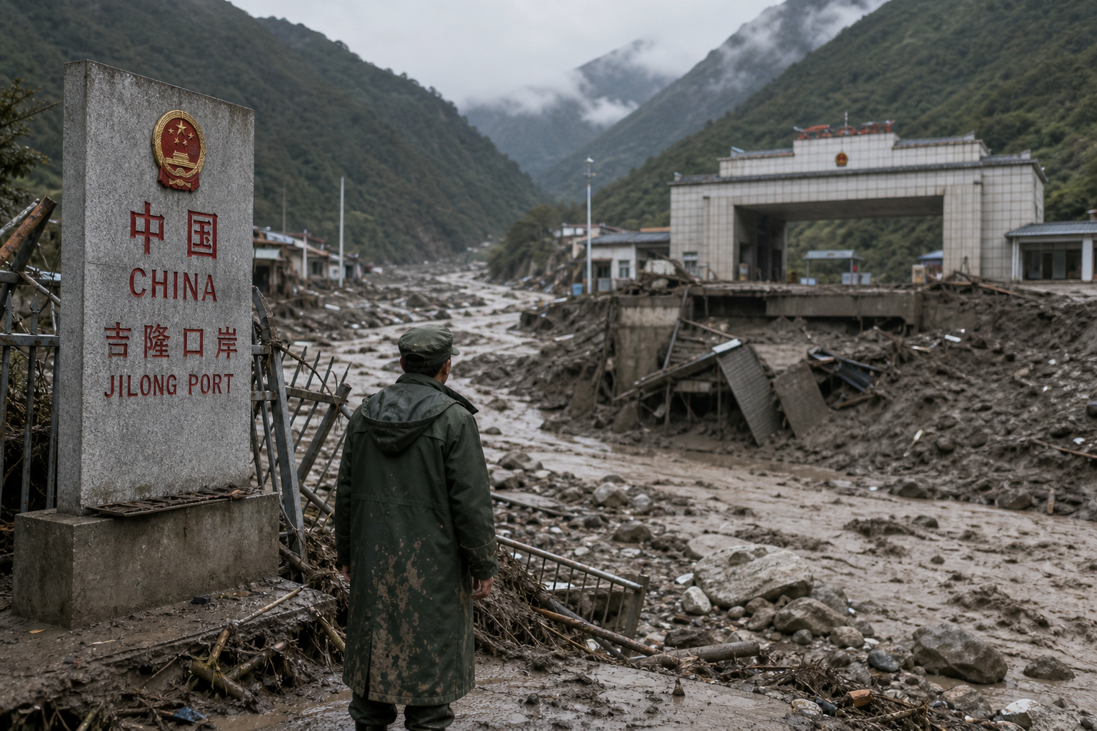Foto jurnalistik untuk berita Banjir Bandang di Perbatasan China-Nepal, 558 Orang Dinyatakan Hilang