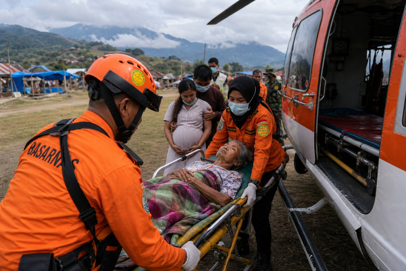 Foto jurnalistik untuk berita Basarnas Intensifkan Evakuasi Medis Lansia dan Ibu Hamil Korban Gempa di NTT