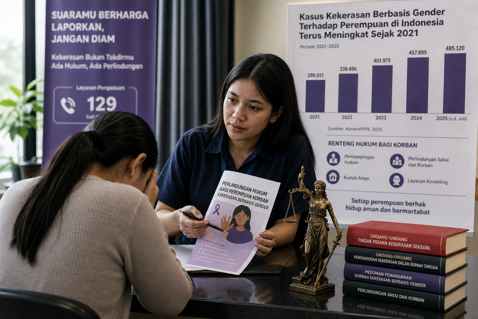 Foto jurnalistik untuk berita Kasus Kekerasan Berbasis Gender Terhadap Perempuan Terus Meningkat Sejak 2021