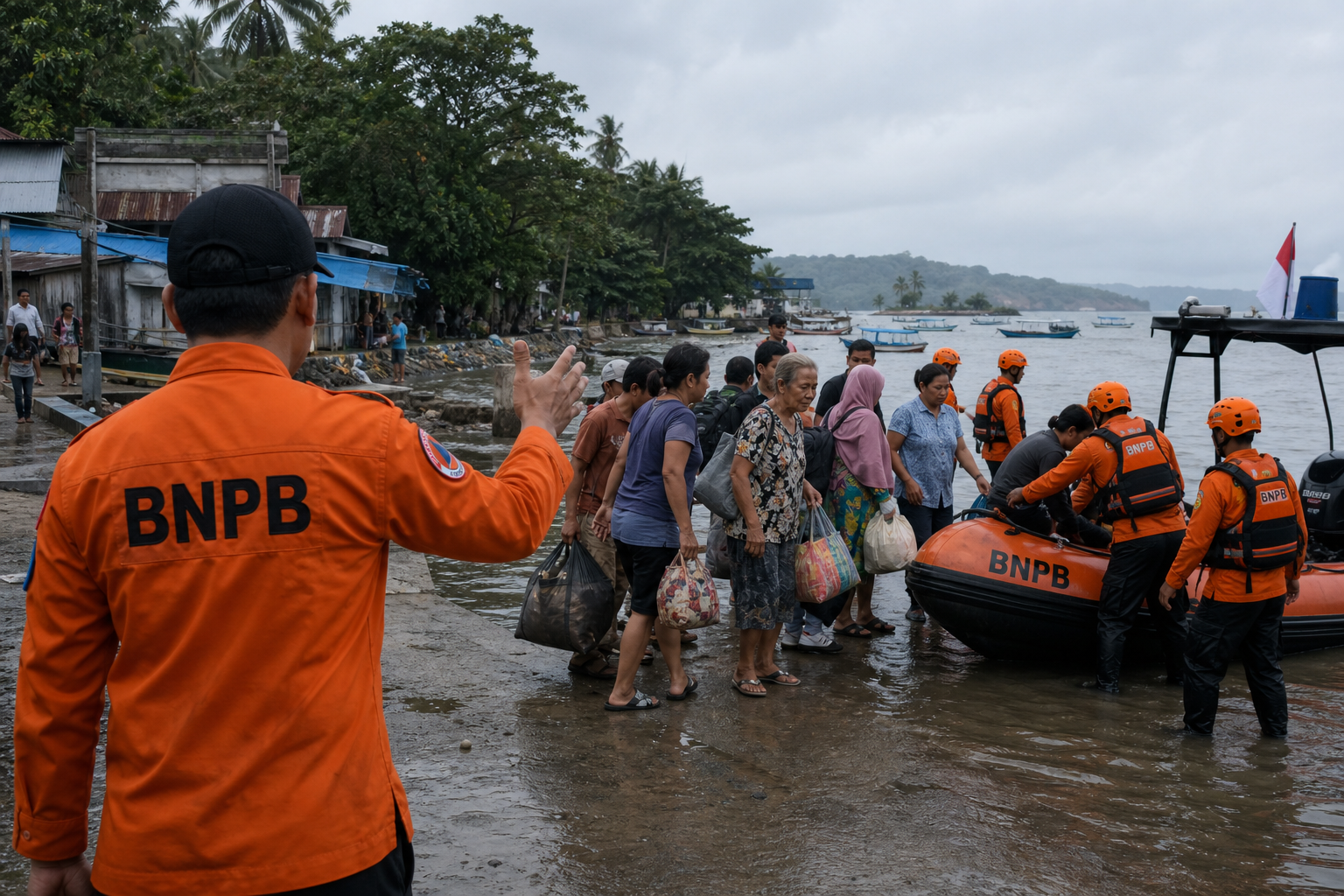 Foto jurnalistik untuk berita BNPB siaga evakuasi warga pesisir Sulut
