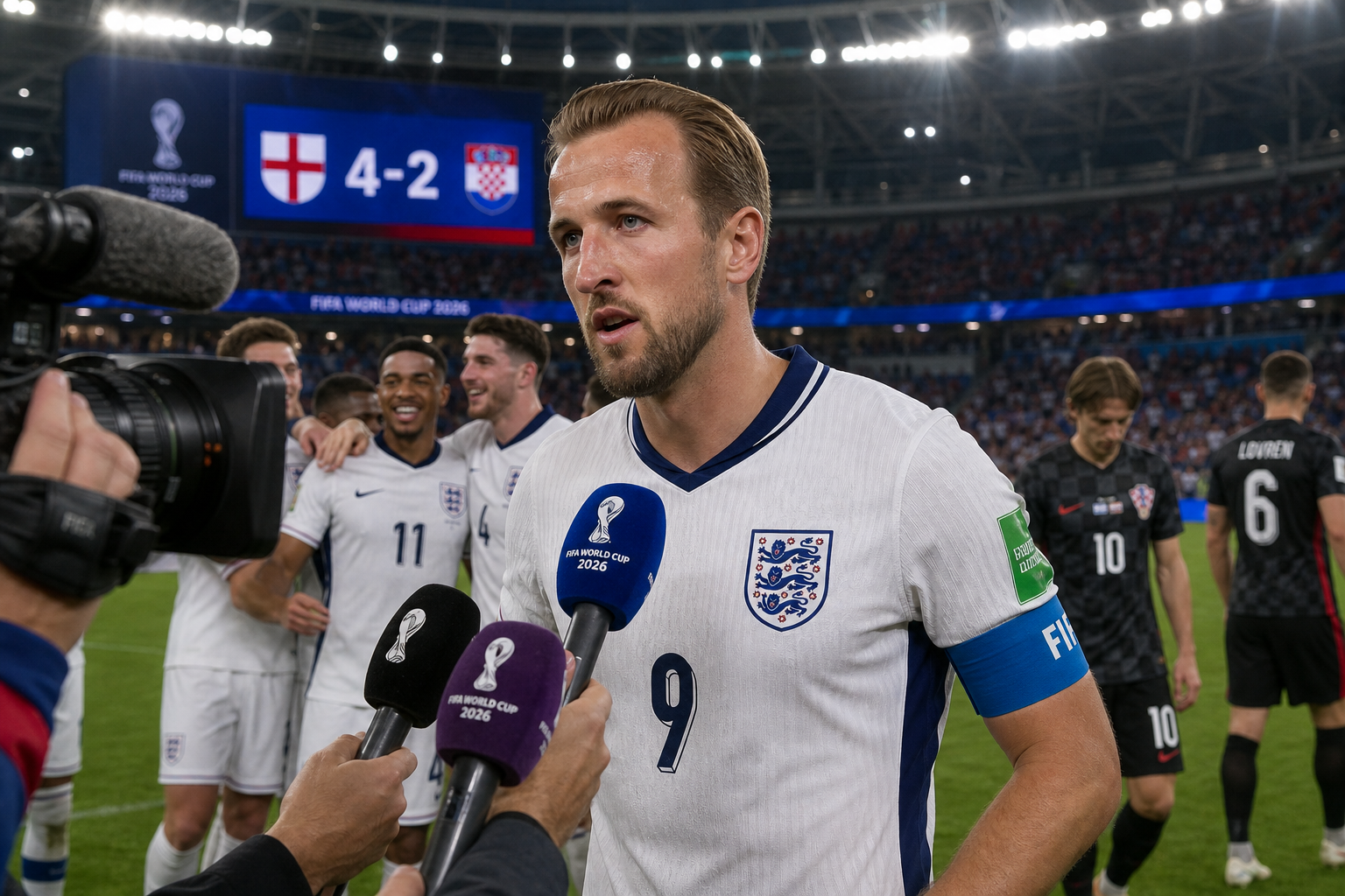 Foto jurnalistik untuk berita Harry Kane Puji Intensitas Pemain Inggris Usai Kalahkan Kroasia 4-2