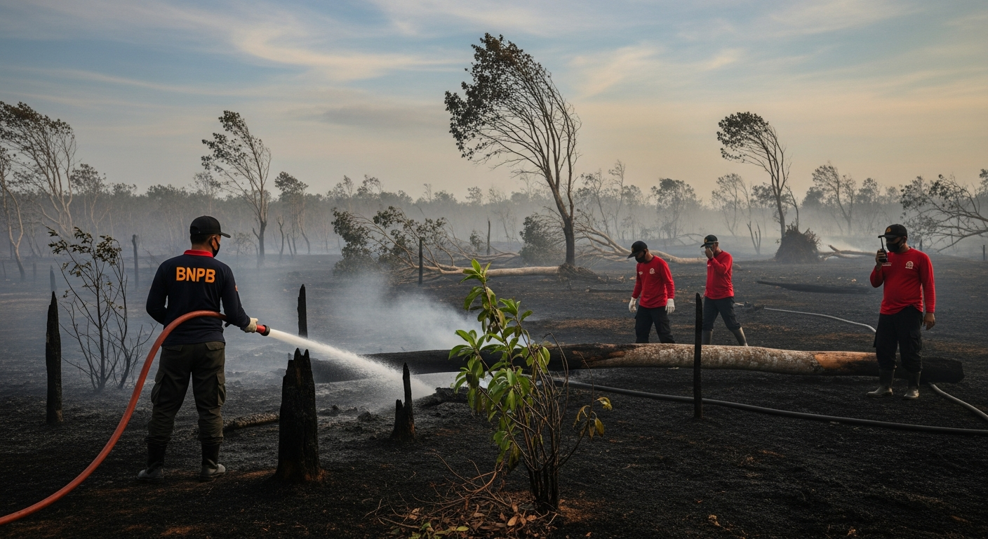 Foto jurnalistik untuk berita BNPB Pastikan Kebakaran Hutan dan Lahan serta Angin Kencang di Situbondo Teratasi