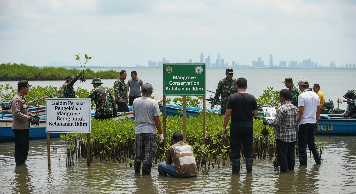 Foto jurnalistik untuk berita Kaltim Perkuat Pengelolaan Mangrove untuk Ketahanan Iklim