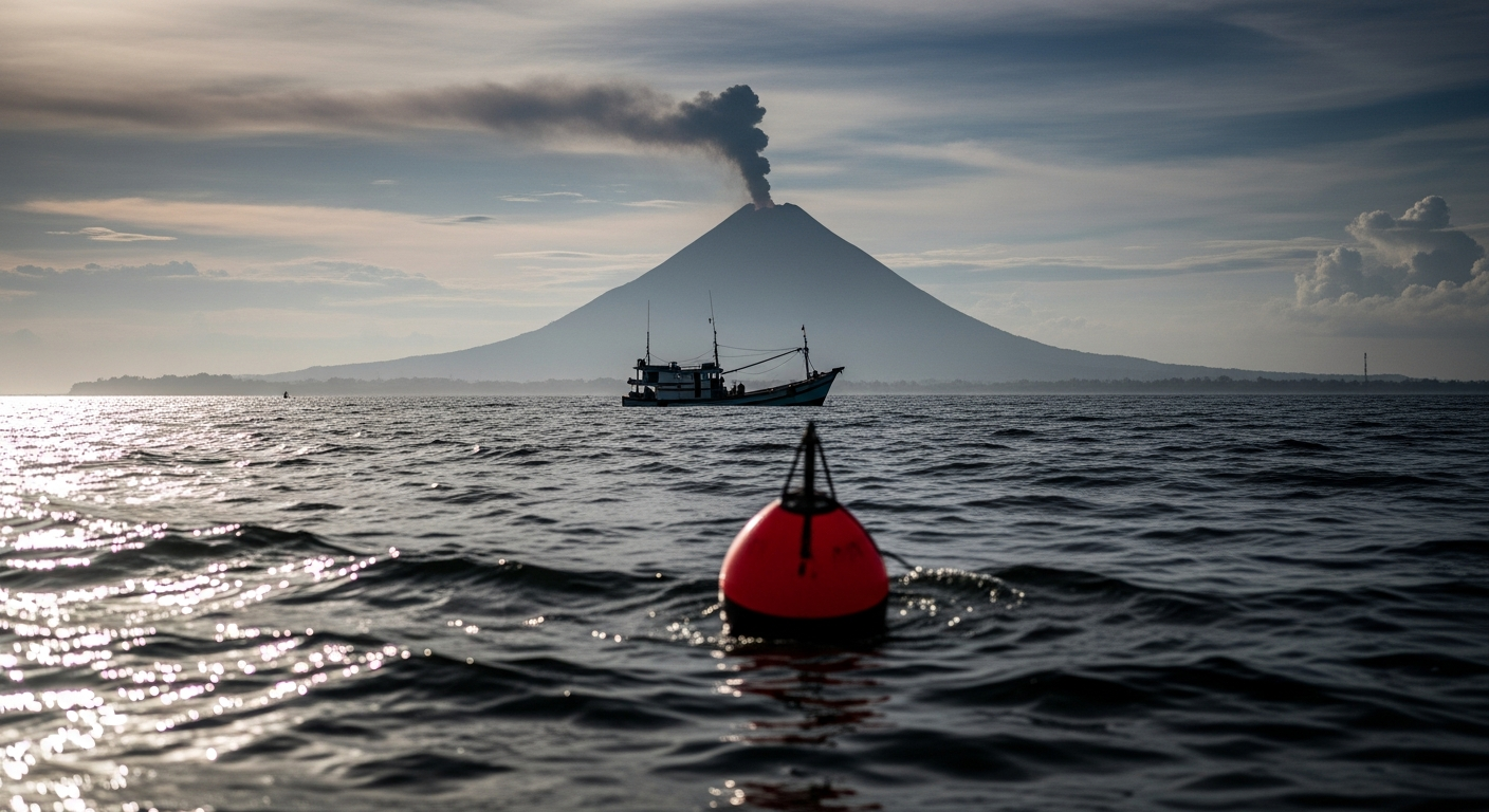 Foto jurnalistik untuk berita Kapal Dilarang Berlayar dalam Radius 5 Km dari Gunung Anak Krakatau