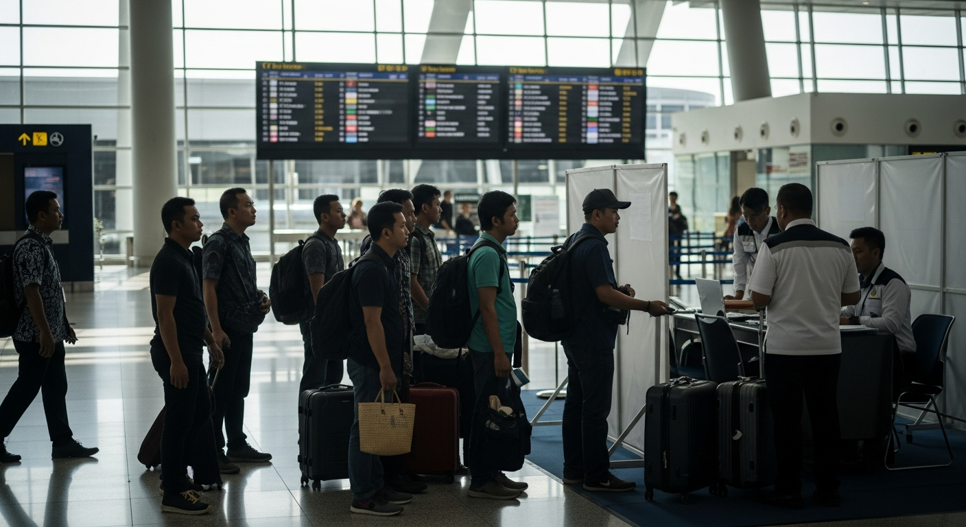 Foto jurnalistik untuk berita KBRI Kuala Lumpur Pulangkan 198 Pekerja Migran Indonesia ke Tanah Air