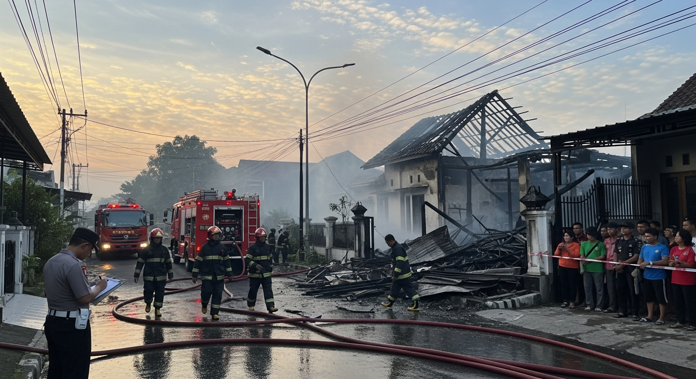 Foto jurnalistik untuk berita Kebakaran rumah di Matraman Jaktim diduga akibat korsleting listrik