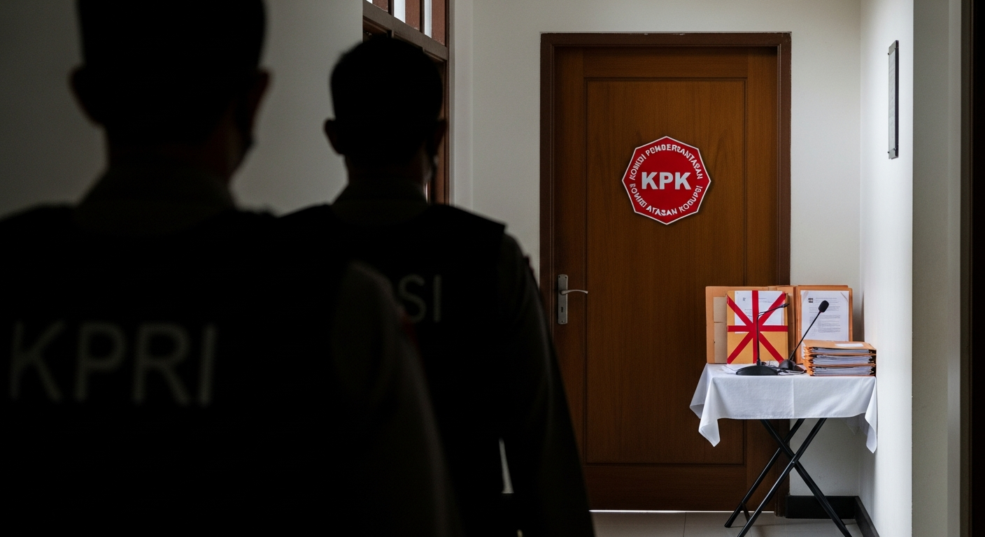 Foto jurnalistik untuk berita Ruangan Bupati Lombok Barat Disegel KPK Usai Nobar Piala Dunia