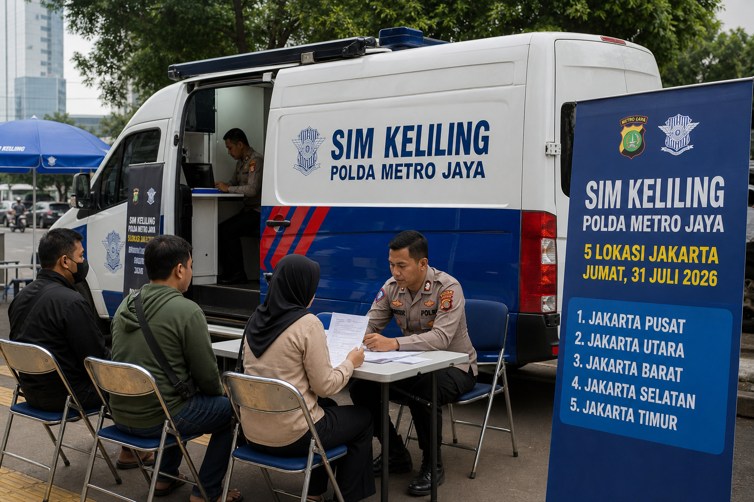 Foto jurnalistik untuk berita Lima Lokasi di Jakarta Sediakan Layanan SIM Keliling pada Jumat