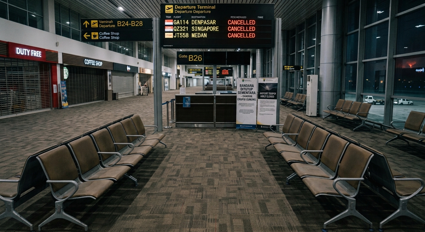 Foto editorial untuk berita Bandara Husein Sastranegara Belum Beroperasi Akibat Abu Vulkanik Gunung Anak Krakatau