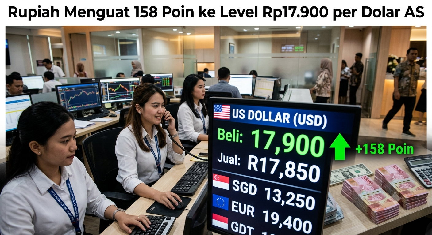 Foto editorial untuk berita Rupiah Menguat 158 Poin ke Level Rp17.900 per Dolar AS pada Rabu Pagi