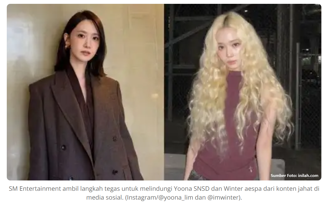 Foto editorial untuk berita SM Entertainment Tempuh Jalur Hukum Lindungi Lim Yoona dan Winter aespa