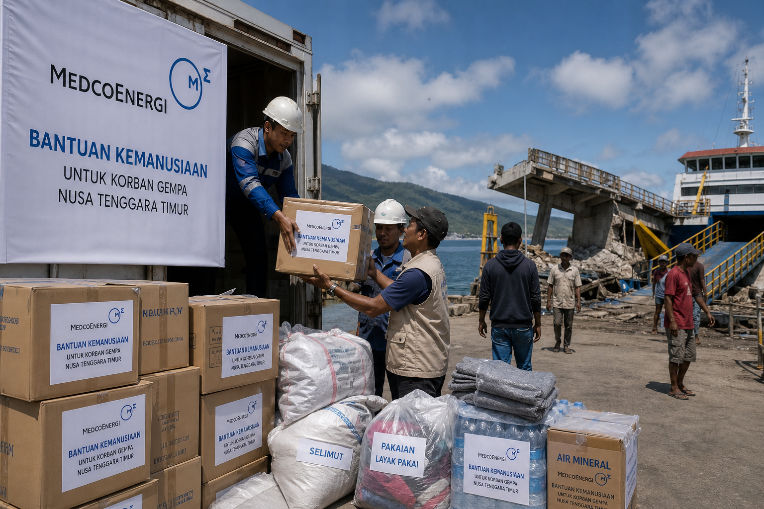 Foto jurnalistik untuk berita MedcoEnergi Salurkan Bantuan Logistik untuk Korban Gempa NTT