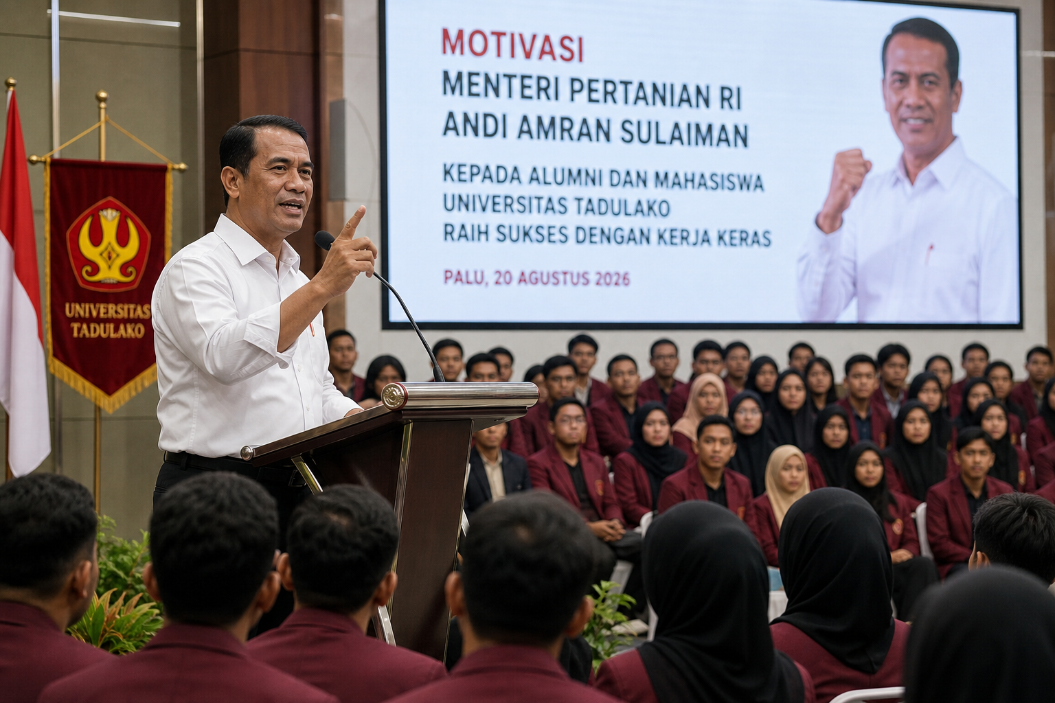 Foto jurnalistik untuk berita Mentan Andi Amran Sulaiman Motivasi Alumni Untad Palu Raih Sukses dengan Kerja Keras