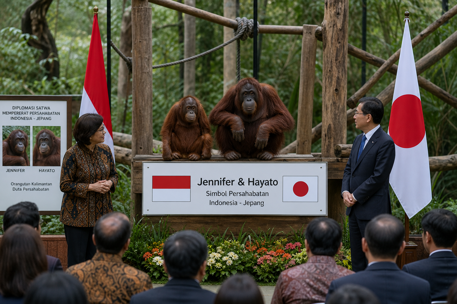 Foto jurnalistik untuk berita Orangutan Jennifer dan Hayato Jadi Simbol Persahabatan Indonesia-Jepang