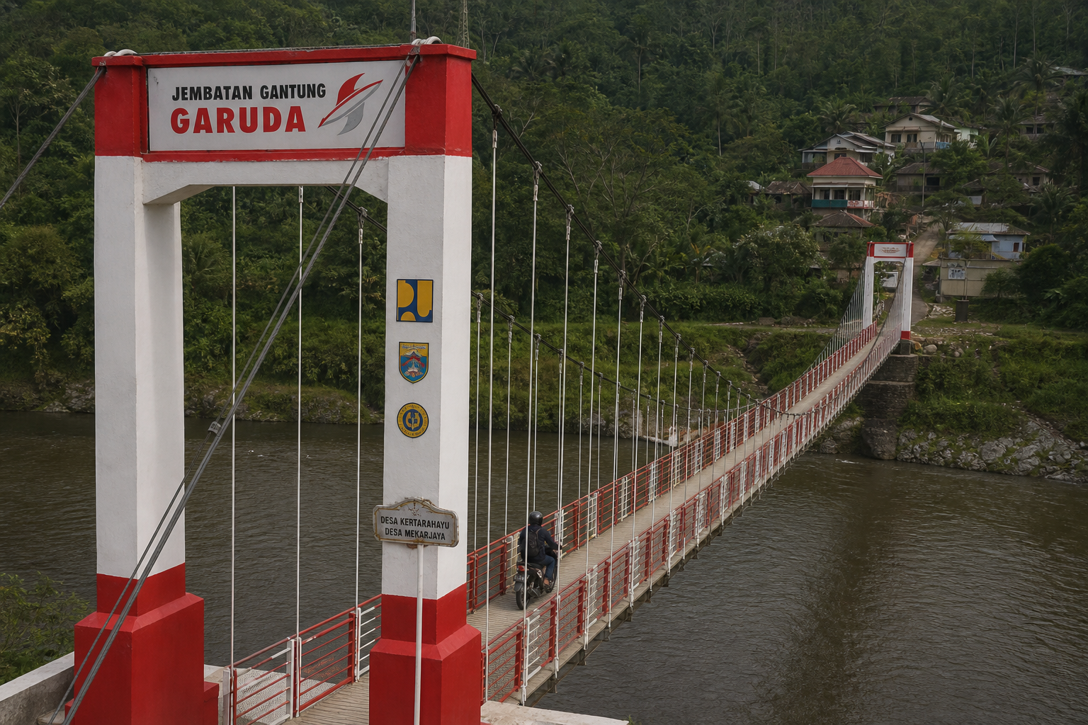 Foto jurnalistik untuk berita Pemerintah Bangun 1.416 Jembatan Gantung Garuda Hubungkan Desa Terpencil