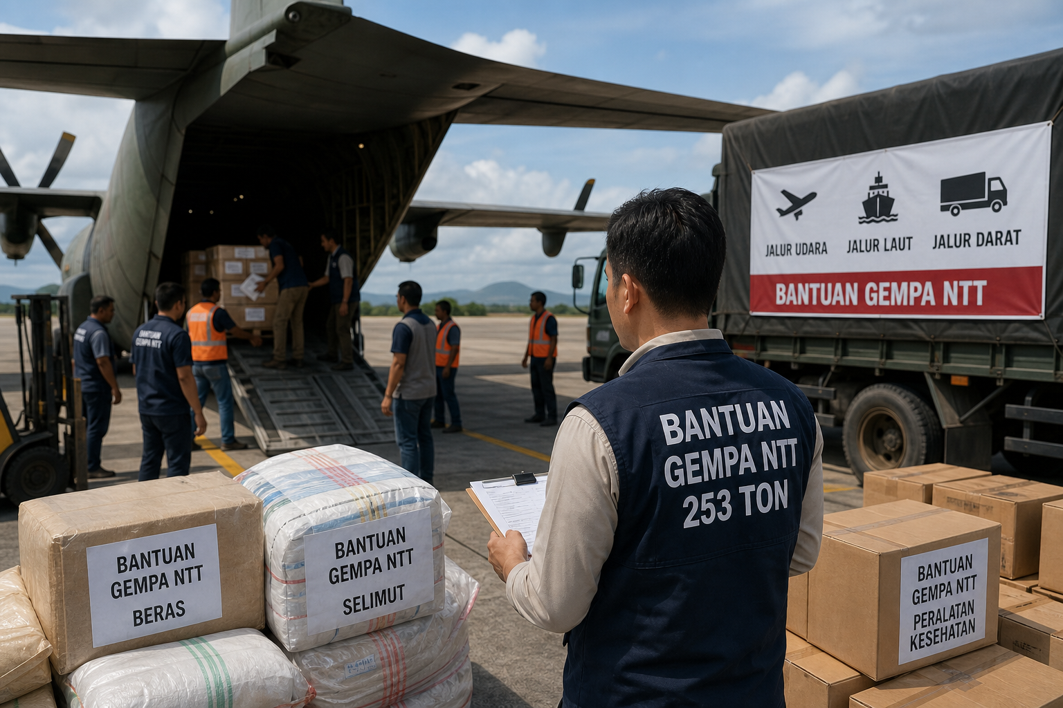 Foto jurnalistik untuk berita Pemerintah Kirim Total 253 Ton Bantuan Logistik untuk Korban Gempa NTT