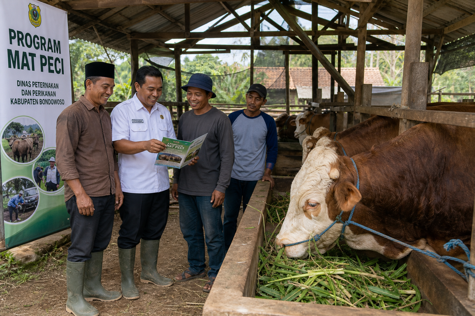 Foto jurnalistik untuk berita Program Mat Peci Bondowoso Ubah Buruh Tani Menjadi Peternak Sapi Sukses