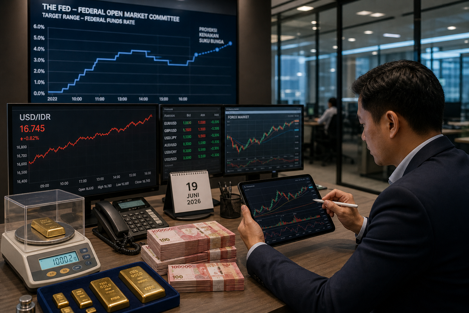 Foto jurnalistik untuk berita Rupiah Melemah Seiring Prospek Kenaikan Suku Bunga The Fed