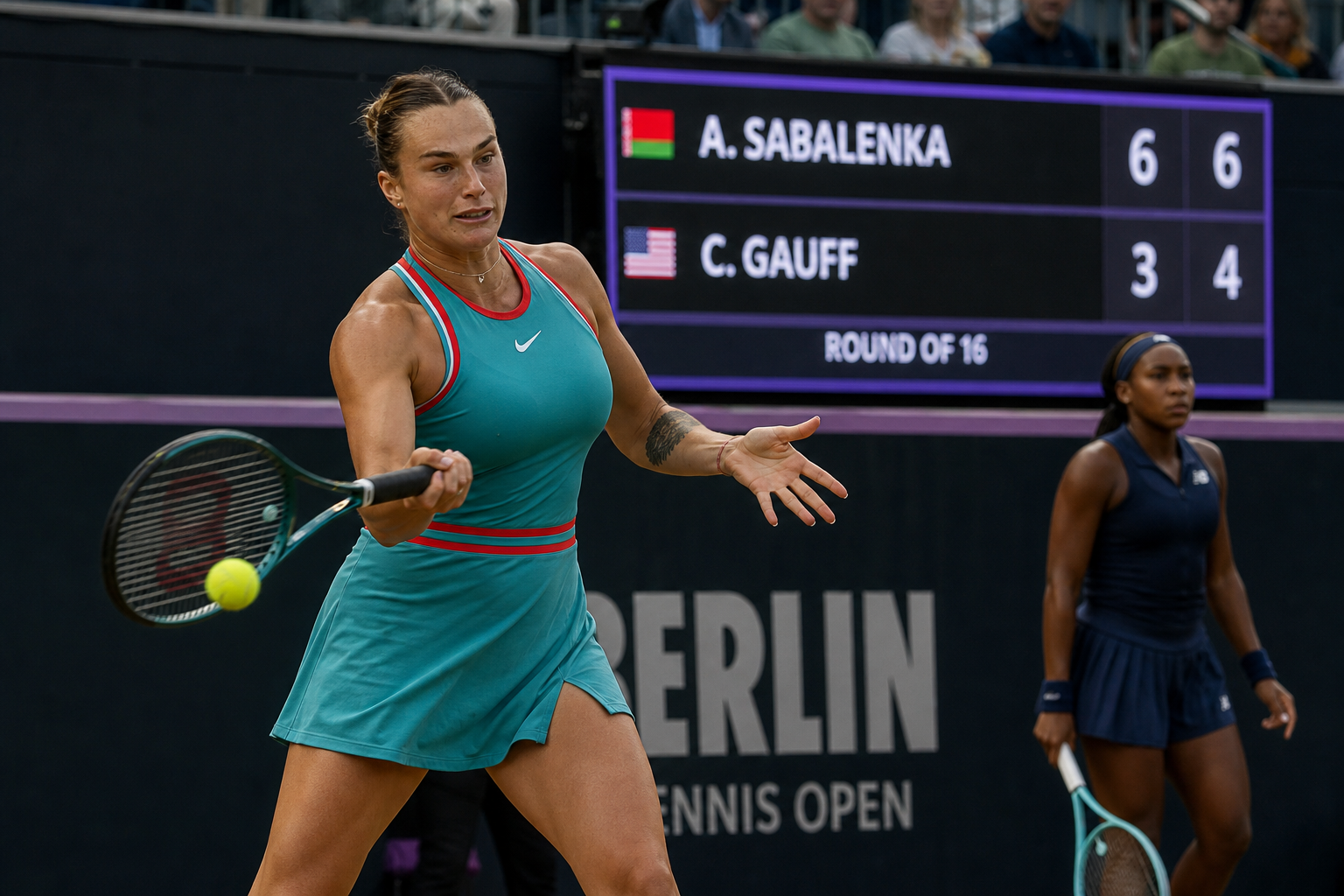 Foto jurnalistik untuk berita Aryna Sabalenka Melenggang ke Perempat Final, Coco Gauff Terhenti di Berlin