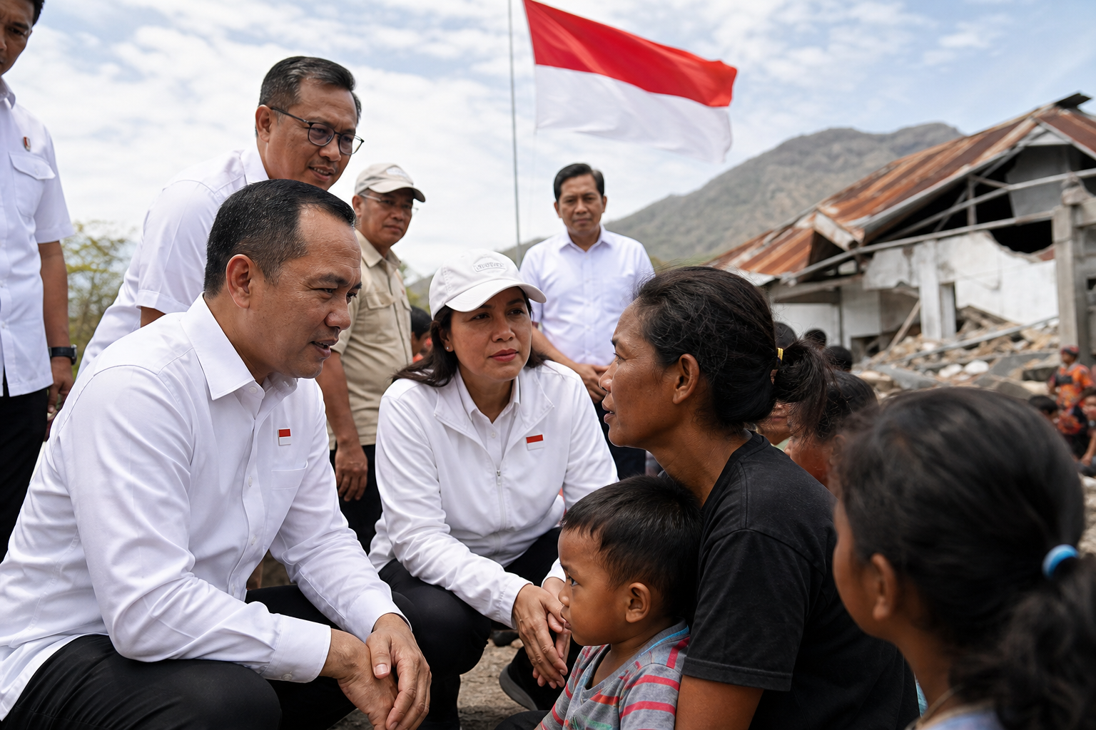 Foto jurnalistik untuk berita Sejumlah Menteri Kabinet Merah Putih Peringati HUT RI ke-81 Bersama Warga Terdampak Gempa di NTT
