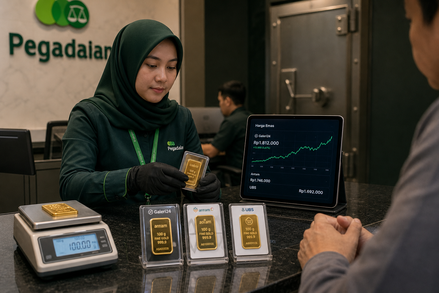 Foto jurnalistik untuk berita Harga Emas Tiga Jenama di Pegadaian Jumat 21 Agustus 2026