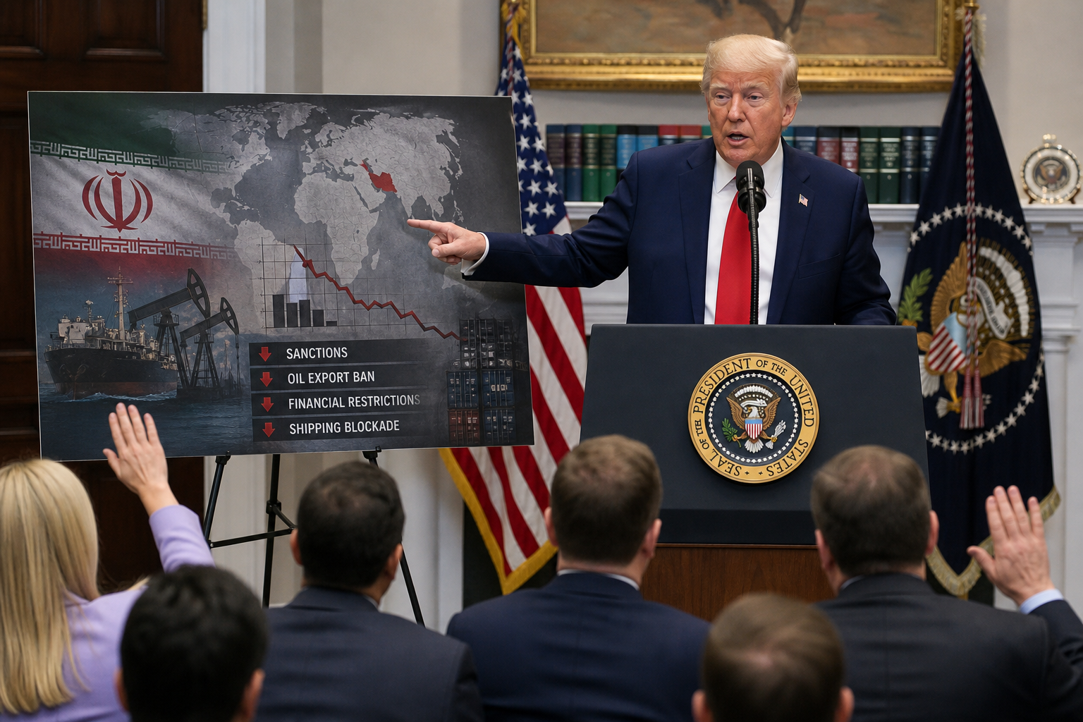 Foto jurnalistik untuk berita Trump Umumkan Operasi Ekonomi Paling Menghancurkan Terhadap Iran